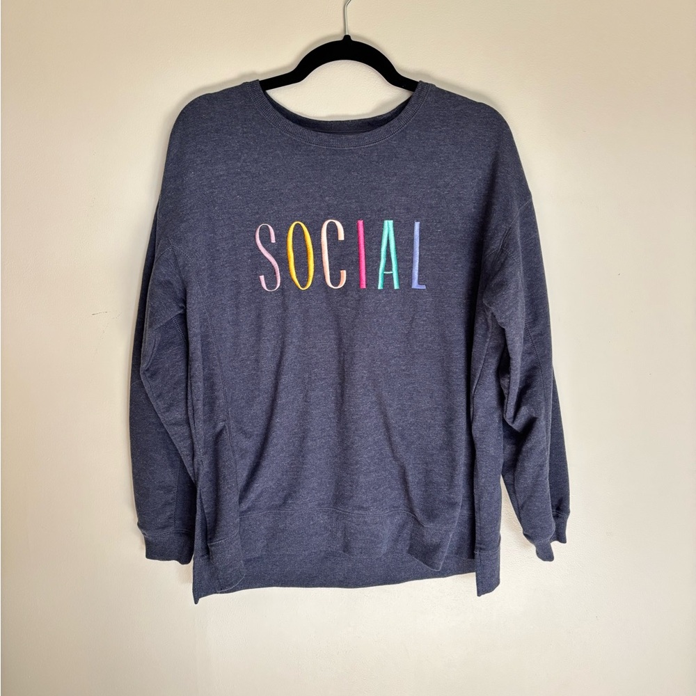 Wildfox Navy Blue Social Crew Neck Sweatshirt